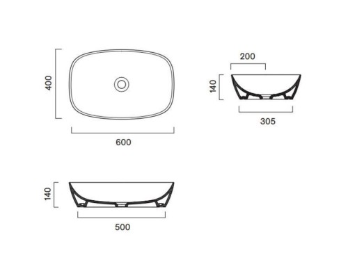 Catalano Alvea Раковина 60х40см., накладная, цвет: белый глянцевый. 0622600001