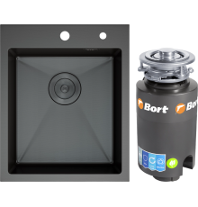 Комплект Мойка кухонная D K DKS415006 графит + Измельчитель Bort Titan 4000