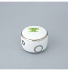 THG CAPUCINE VERT DECOR PLATINE Коробка для таблеток керамическая, круглая oslash;55 мм., настольная, декор платина/зеленый, цвет: белый. A7E-A02-4616