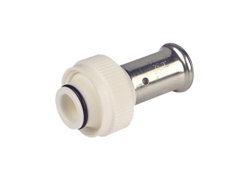 Пресс фитинг с накидной гайкой под евроконус, ПВДФ пресс (белый), 20x3/4 HENCO 19PKW-2005