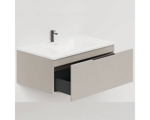 Salini Touch Тумба подвесная 80х50х32см., с раковиной, 1 ящик, верт. фрез., цвет: Grey. T800V1GON203