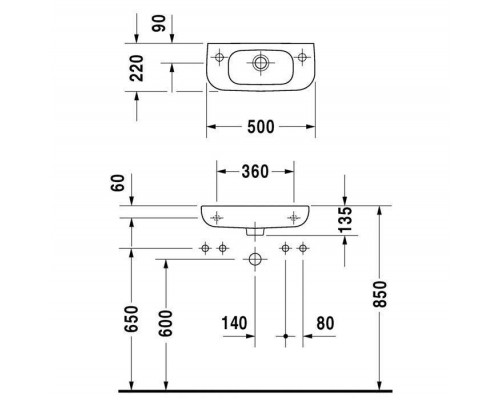 Duravit D-Code Раковина 50x22см., 1 отв., цвет: белый. 07065000082