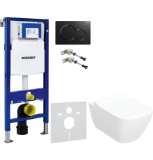 Комплект Унитаз подвесной Geberit Smyle Square 500.685.01.1 с микролифтом + Крепления Duofix 111.815.00.1 к стене + Шумоизоляция 156.050.00.1 + Инсталляция UP 320 111.300.00.5 + Кнопка Sigma 01 115.770.DW.5 черная