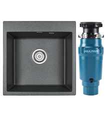 Комплект Мойка Paulmark Kante 50 PM105152-DG графит + Измельчитель Intenso I-400