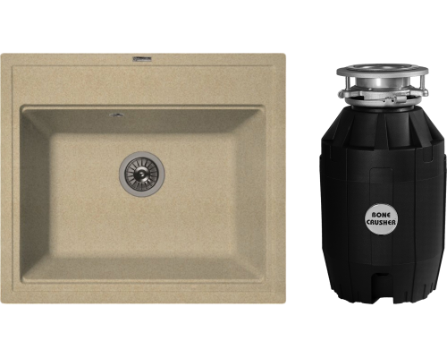 Комплект Мойка Florentina Липси 600 бежевый + Измельчитель Bone Crusher BC 810-AS