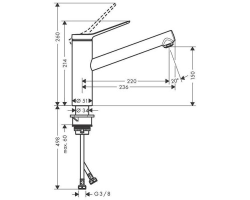 Hansgrohe Zesis M33 Смеситель для кухни, 1 отв., цвет: хром Hansgrohe Zesis M33 Смеситель для кухни, 1 отв., цвет: хром