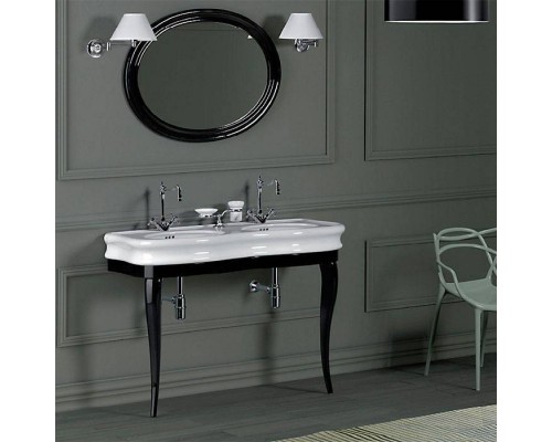 SIMAS Lante Комплект мебели, консоль 111х50.4см, с двойной раковиной на 2 отв., зеркало овальное, напольный, цвет: черный. LAM120 nero,  LA12bi*1