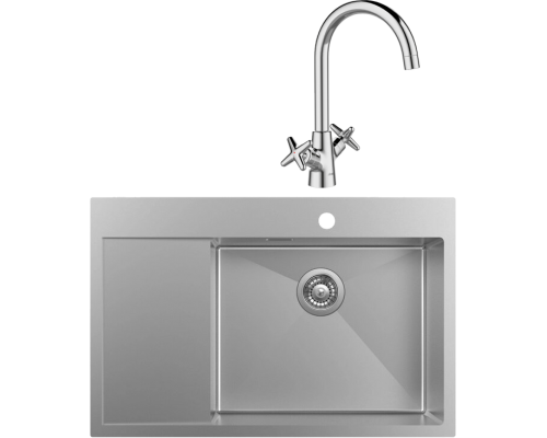 Комплект Мойка кухонная IDDIS Haze HAZ78SRi77 R, сатин + Смеситель Acros ACRSB00i05 хром