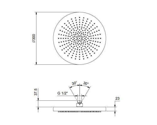 Fantini Acquafit Верхний душ Oslash;30см., настенный, цвет: Nickel PVD. 79 95 K073