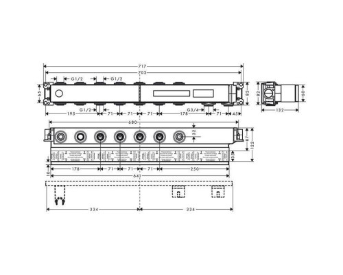 Hansgrohe Скрытая часть термостата RainSelect на 5 источника. 15313180 Hansgrohe Скрытая часть термостата RainSelect на 5 источника. 15313180