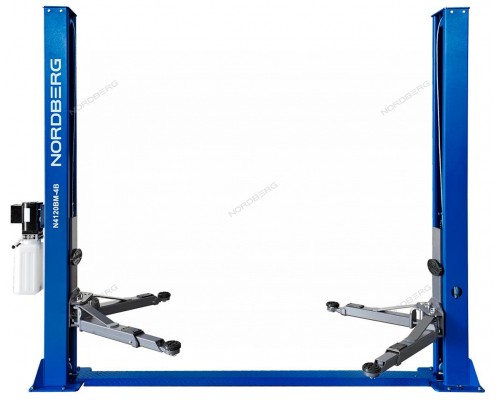 Подъемник 220V 2х стоечный 4т со снятием стопоров с одной колонны (синий)