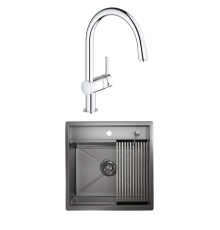 Комплект Мойка Granula Kitchen Space 5051, сталь сатин + Смеситель Grohe Minta 3291800E хром