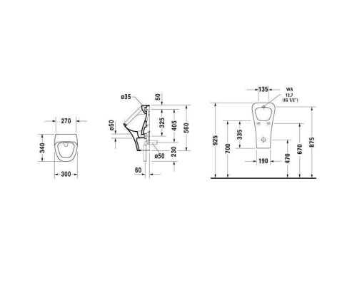 Duravit DuraStyle Писсуар с вытяжкой 30х34см, подача воды сзади, с креплением, цвет: белый. 2804300000