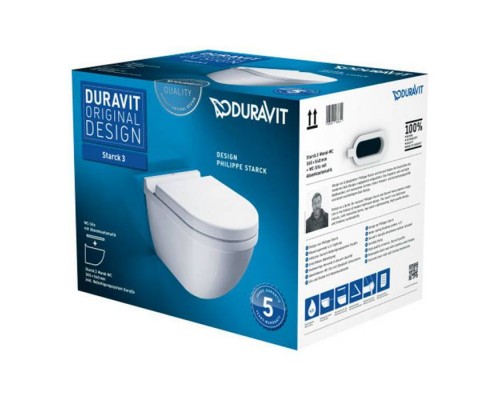 Duravit Starck 3 Комплект: подвесной унитаз 54х36см, сиденье с мягким закрыванием. 42250900A1 (222509+006389)