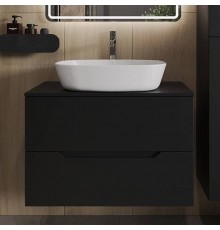 Тумба с раковиной Orange Line 80 подвесная, 2 ящика, матовая черная с раковиной B08-500W