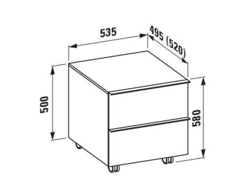 Laufen Space Шкаф на колесиках 535x495(520)x500(580) мм, 2 ящика, белый матовый. 4.1119.2.160.100.1 Laufen Space Шкаф на колесиках 535x495(520)x500(580) мм, 2 ящика, белый матовый. 4.1119.2.160.100.1