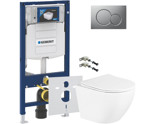 Комплект Унитаз подвесной BelBagno Uno BB3105CHR/SC + Крепления Geberit Duofix 111.815.00.1 к стене + Шумоизоляция 156.050.00.1 + Инсталляция UP 320 111.300.00.5 + Кнопка Sigma 01 115.770.JQ.5 лакированная, матовый хром