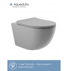 Унитаз подвесной Aqueduto Ovo Tornado OVOT2130 безободковый, с микролифтом, матовый серый