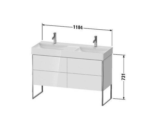 Duravit XSquare База напольная 118.4x46x73.1см с раковиной, 4 ящика, цвет: глянцевый белый. XS445602222, 23531200141 Duravit XSquare База напольная 118.4x46x73.1см с раковиной, 4 ящика, цвет: глянцевый белый. XS445602222, 23531200141