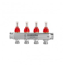 Коллектор Hoobs, нерж. сталь, с расходомерами и кронштейнами, 1 х3/4 -8 вых.. HB-INCRO-804508