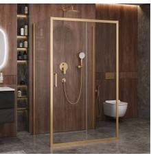 Душевой уголок Cezares Molveno AH 12 140+90 C BORO IV, 140х90 см, профиль брашированное золото, стекло прозрачное