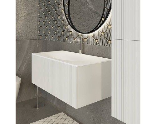 TW Shape комплект подвесной мебели 102х52см, с раковиной, с 1 выдвиж. ящиком с механизмом push-to-open, цвет: белый матовый RAL9003. SHAP100-B+547001*1