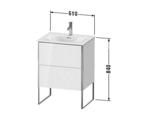 Duravit XSquare Тумба с раковиной 61х59.2x47.8см., напольная, 2 яшика, встроенные ножки с регулировкой по высоте, цвет: Cappuccino HG. XS452208686,  23446300001