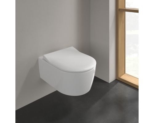 VilleroyBoch Avento Сиденье для унитаза, с микролифтом, тонкое, цвет: белый/нержавеющая сталь. 9M87S101 VilleroyBoch Avento Сиденье для унитаза, с микролифтом, тонкое, цвет: белый/нержавеющая сталь. 9M87S101