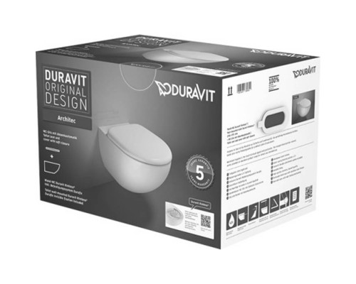 Duravit Architec Унитаз подвесной 57.5х36.5см, с сиденьем микролифт, цвет: белый. 45720900A1 (257209+006969)