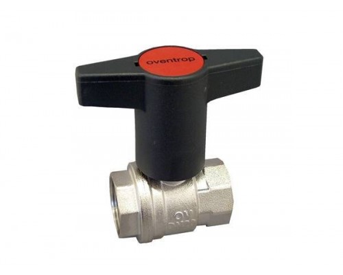 Кран шаровой, Oventrop, Optibal, полнопроходной, DN-40, 1 1/2, ВВ, PN, бар-16, ручка-пластмассовая, удлинённая антрацит, латунь, никелированный