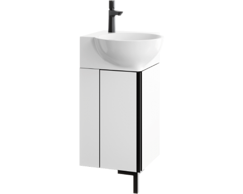 AQ POR0104WB Porto Тумба угловая под умывальник, 365х840х365 мм, 2 двери, Белый/Черный POR0104WB