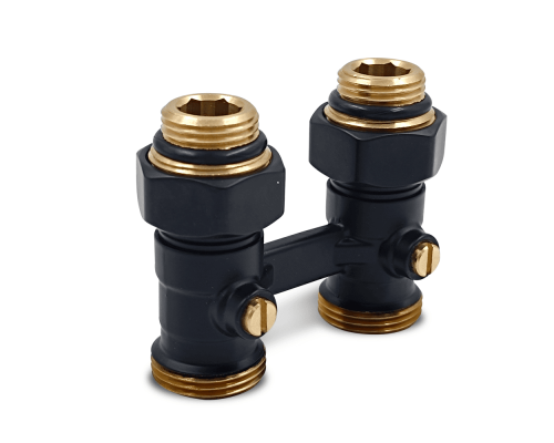 Прямой Н-образный клапан Primoclima Armature для нижнего подключения 3/4 х1/2 черный матовый PCC3412SMB