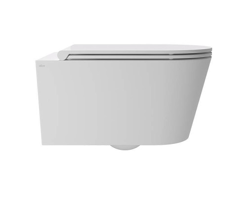 Alice Hide Round Унитаз 57х37см., подвесной, безободковый, с сиденьем и крышкой с микролифтом, с набором для крепления, цвет: белый глянцевый. 31170101SET