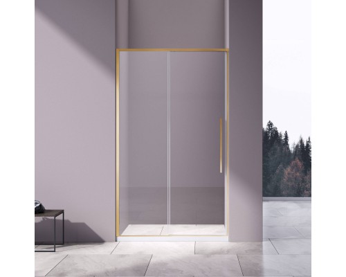 Душевая дверь в нишу Vincea Slim-N VDS-4SN130CLG 130 см, профиль брашированное золото, стекло прозрачное