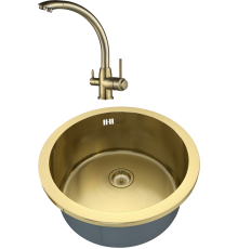 Комплект Мойка кухонная Zorg Inox PVD Inox Pvd SZR-500-BRONZE + Смеситель Steel Hummer SH 699 BRONZE бронза