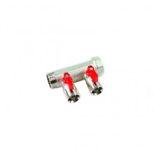 Коллектор Henco 3/4  с красными шаровыми кранами 2 выхода 3/4 под евроконус. VB050502-ROOD