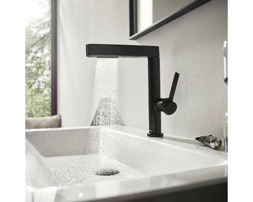 Hansgrohe Finoris Смеситель для раковины, 1 отв., с донным клапаном Push-Open, цвет: черный матовый. 76063670 Hansgrohe Finoris Смеситель для раковины, 1 отв., с донным клапаном Push-Open, цвет: черный матовый. 76063670