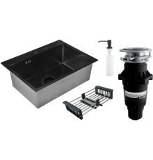 Комплект Мойка Wisent WS37050B с PVD покрытием, с раздвижным коландером и дозатором + Измельчитель Bone Crusher BC 810-SL Slim Line