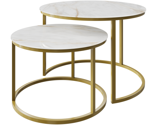 Комплект столов DIWO Краснодар белый мрамор, золото