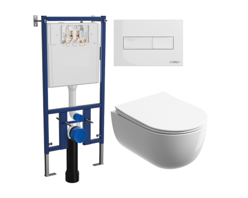 Комплект Унитаз подвесной Ceramicanova Modena Rimless CN6063 белый + Инсталляция DIWO + Кнопка 7320 белая Комплект Унитаз подвесной Ceramicanova Modena Rimless CN6063 белый + Инсталляция DIWO + Кнопка 7320 белая