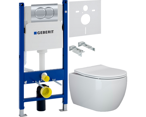 Комплект Унитаз подвесной Ceramicanova Play CN3001 с микролифтом, безободковый + Шумоизоляция Geberit 156.050.00.1 + Инсталляция Duofix Delta 458.149.21.1 с кнопкой смыва, хром Комплект Унитаз подвесной Ceramicanova Play CN3001 с микролифтом, безободковый + Шумоизоляция Geberit 156.050.00.1 + Инсталляция Duofix Delta 458.149.21.1 с кнопкой смыва, хром