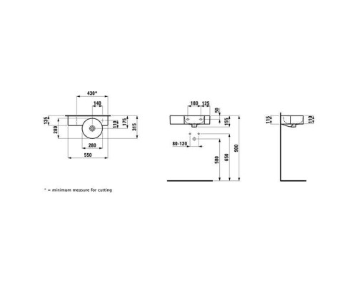 Laufen VAL Раковина-мини 55x31.5x11.5см., Dx, подрезаемая до 43cм/, цвет: белый. 8.1528.4.000.106.1 Laufen VAL Раковина-мини 55x31.5x11.5см., Dx, подрезаемая до 43cм/, цвет: белый. 8.1528.4.000.106.1