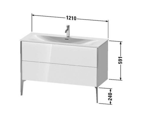 Duravit XViu Тумба подвесная 121x48x59.1см, с раковиной, 2 ящика, цвет: белый глянцевый/champagne matt. 2344120000,  XV9714B1,  XV43040B122