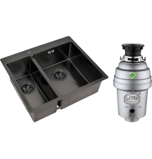 Комплект Мойка кухонная Zorg Inox PVD 59-2-51-R GRAFIT R, графит + Измельчитель Inox D ZR-38 D
