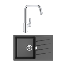 Комплект Мойка Rivelato Raum RM-78 antracite + Смеситель Grohe Eurosmart