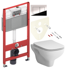 Комплект Унитаз подвесной AM.PM X-Joy S FlashClean C85A1702SC с микролифтом, белый + Инсталляция TECE Now 9400412 4 в 1 с кнопкой смыва