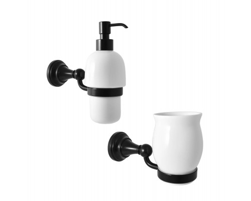 Набор Стакан Rav Slezak Morava MKA0201CMAT черный матовый + Дозатор MKA0303CMAT черный матовый