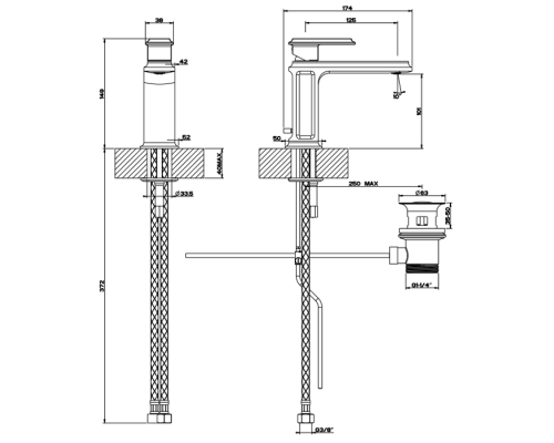 Gessi Eleganza Смеситель для раковины на 1 отверстие с донным клапаном, цвет: золото. 46001#080
