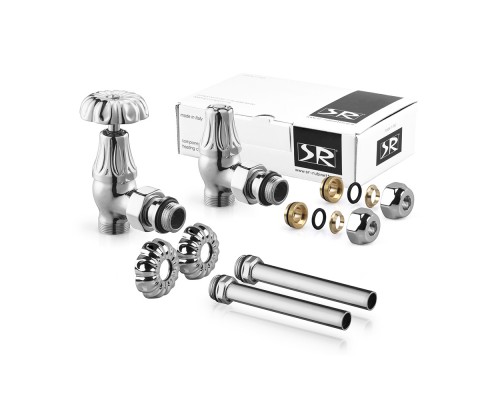 Комплект угловых вентилей SR Rubinetterie Floral Old Style 1/2” x 24/19, цвет хром A339-1500C0P0