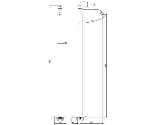 Almar Mixers Смеситель для раковины, напольный, без донного клапана, цвет: черный металл брашированный PVD. E214007.AB